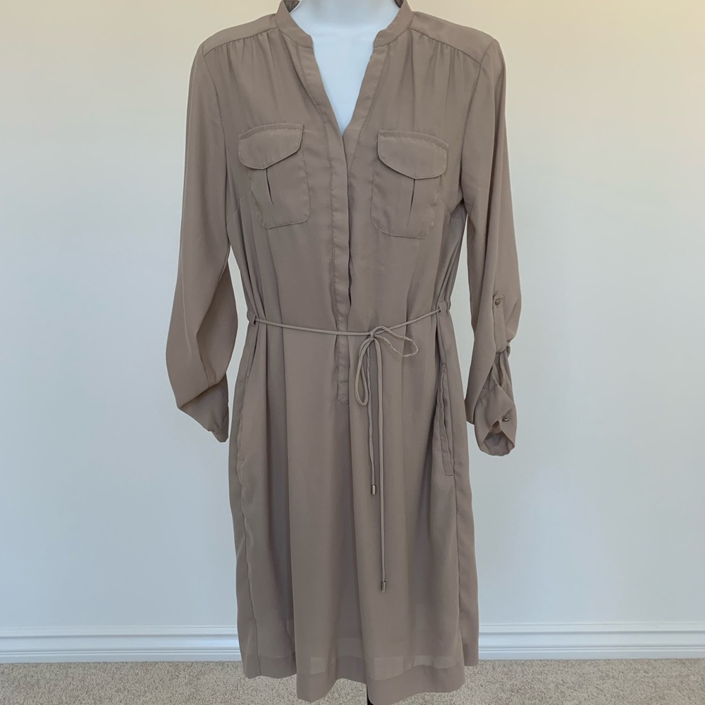 H&M Beige Shirt Dress with side Pockets